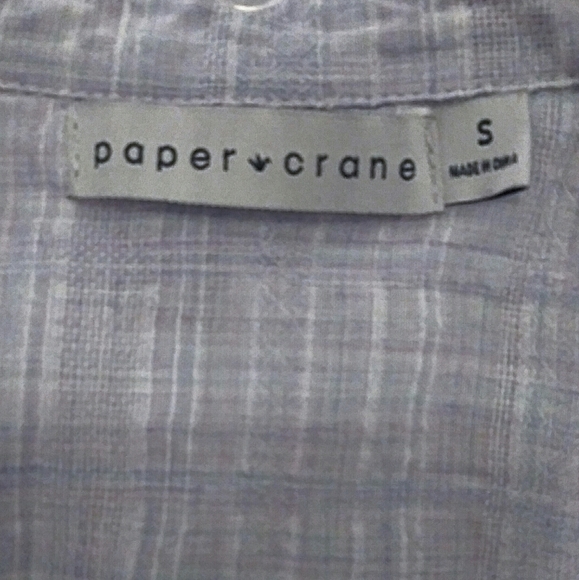 Paper Crane Button Up Dress Shirt Ruffle Hem - Picture 2 of 5